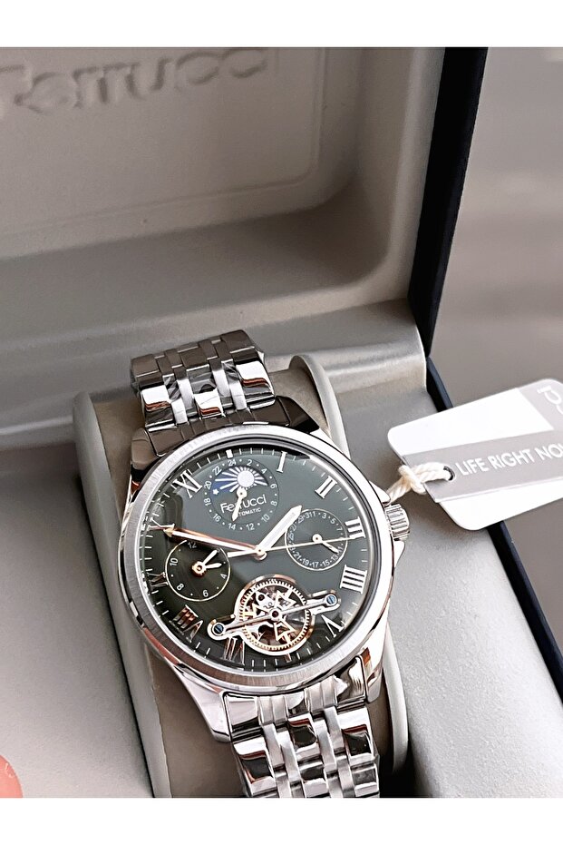 Green Tar Automatic&Self-Winding 3 Atm Water Resistant Steel Band Men's Wristwatch