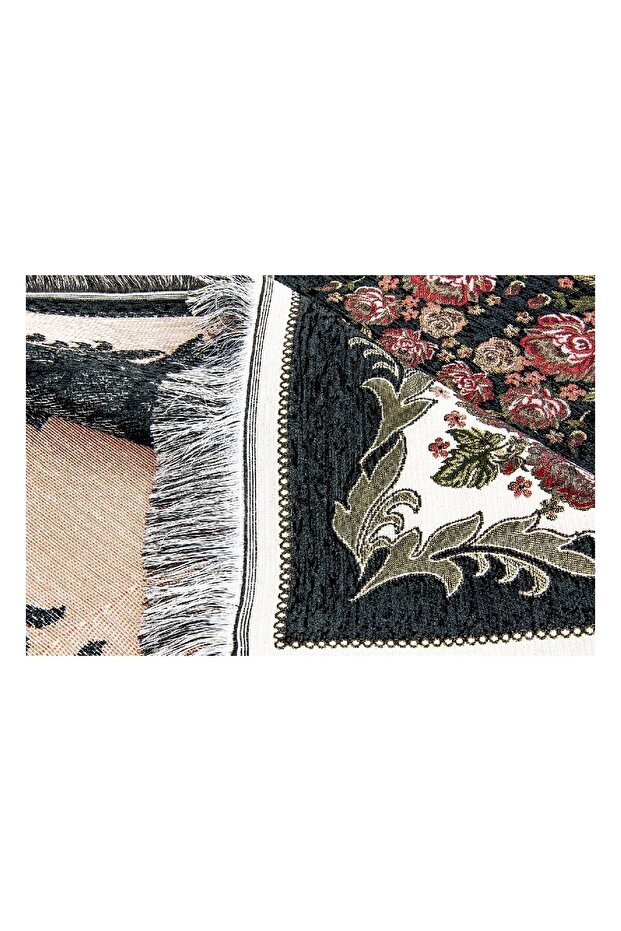 Lüks Gülce Şönil Seccade Siyah - 4