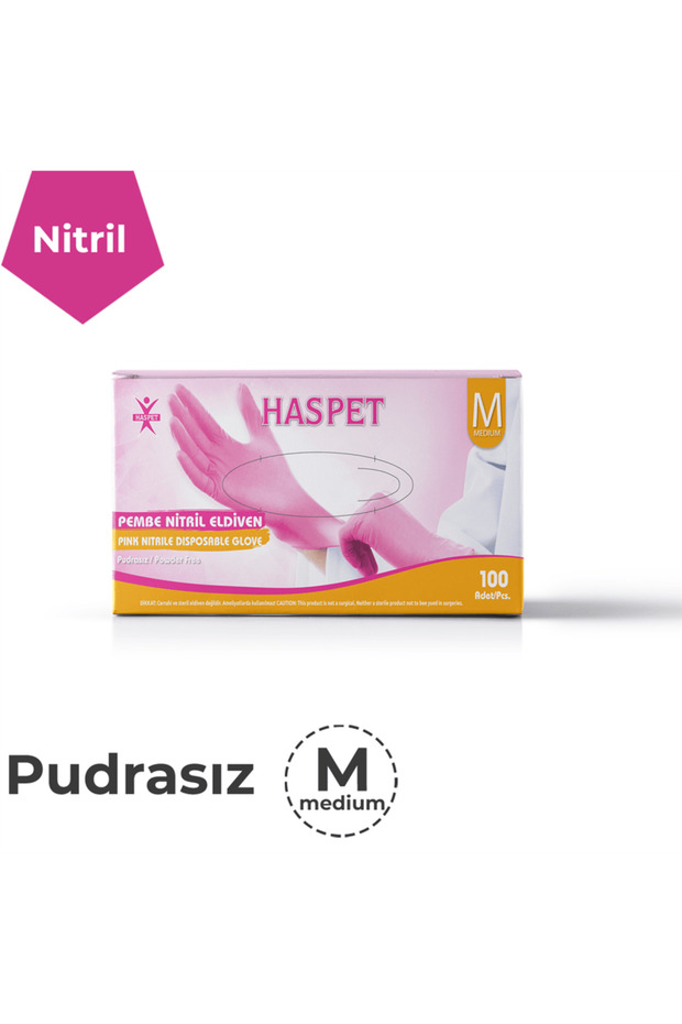 Fuşya Pembe Nitril Eldiven 100 Adet - MEDİUM - 1