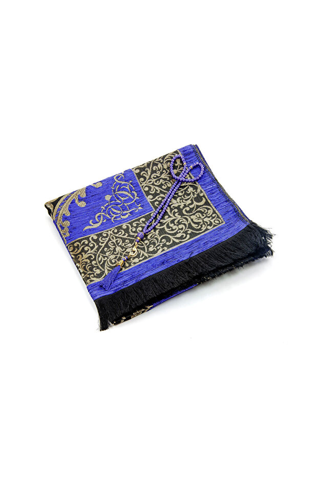 Lüks Osmanlı Şönil Seccade Tesbih Hediyeli Mor - 5