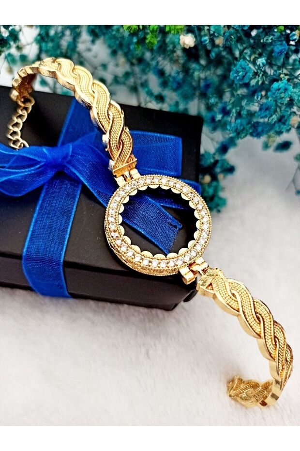 Half Gold Bracelet, Half Gold Twist Cuffed Bracelet
