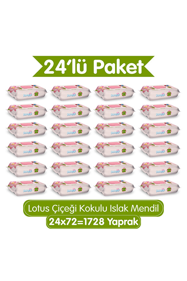 Paddlers Lotus Çiçeği Kokulu Islak Mendil 1728 Yaprak (24x72) – Koli