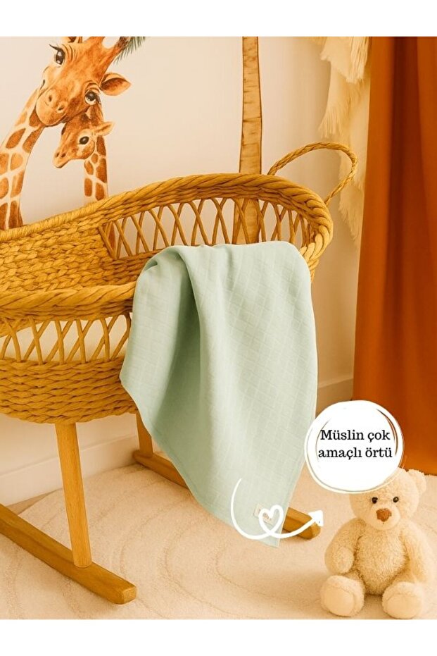 Nile Green Muslin Blanket Muslin Baby Blanket Unisex Plain 75*75