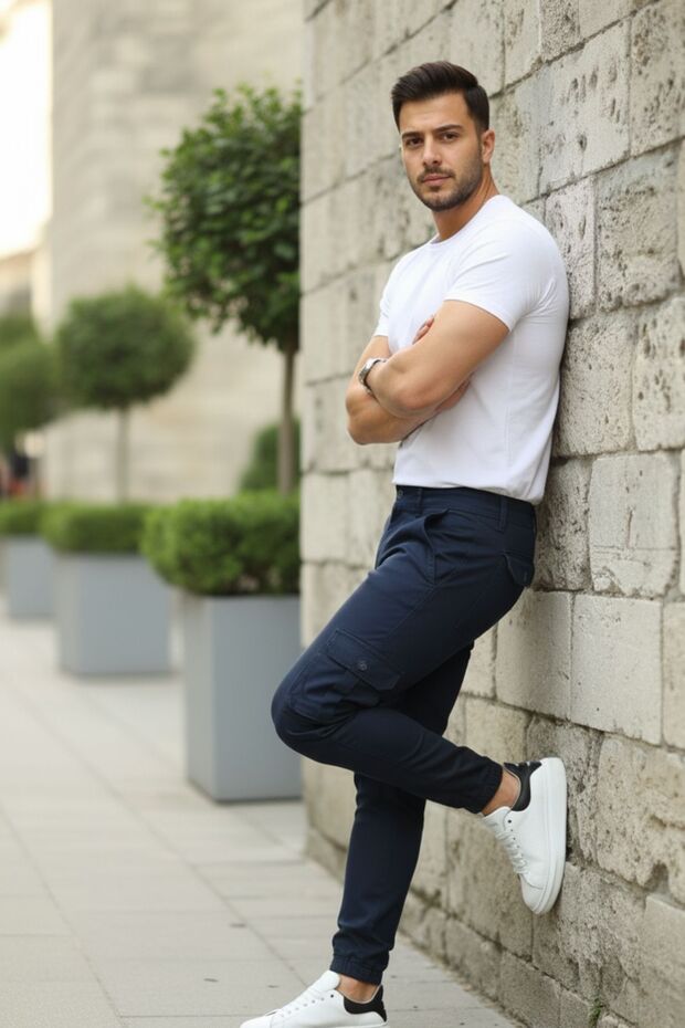 Erkek Basic Kargo Cepli Lastikli Paça Laci Pantolon - 4