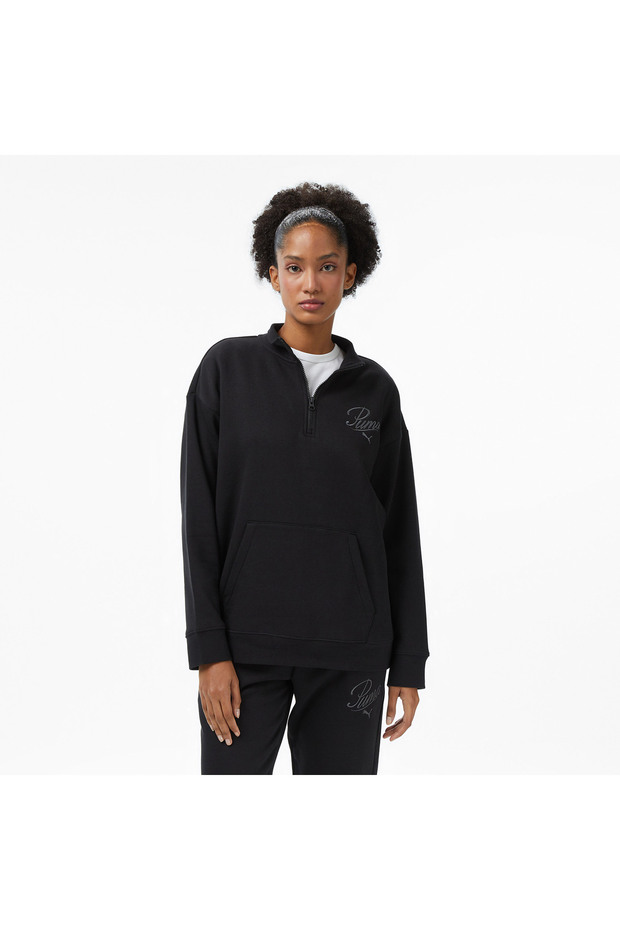 Ess Script Half-Zip Crew Women's Black Sweatshirt