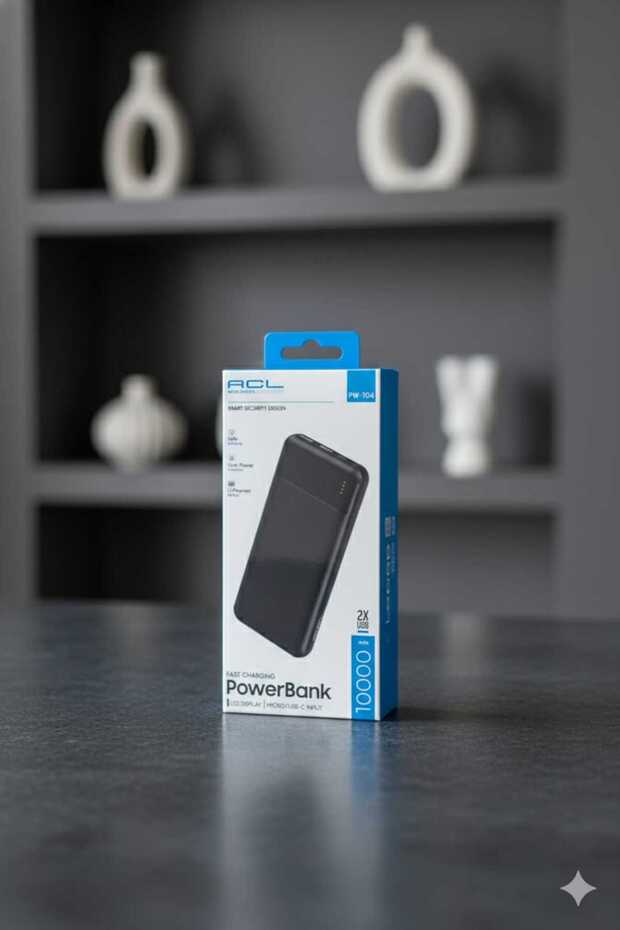 POWERBANK 10000mAh 2.4A normal charging led light micro/usb-c ınput 2xusb output - 1