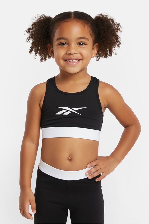 Toddlers Girl Non Padded Sleeveless Training Sports Bra, Black