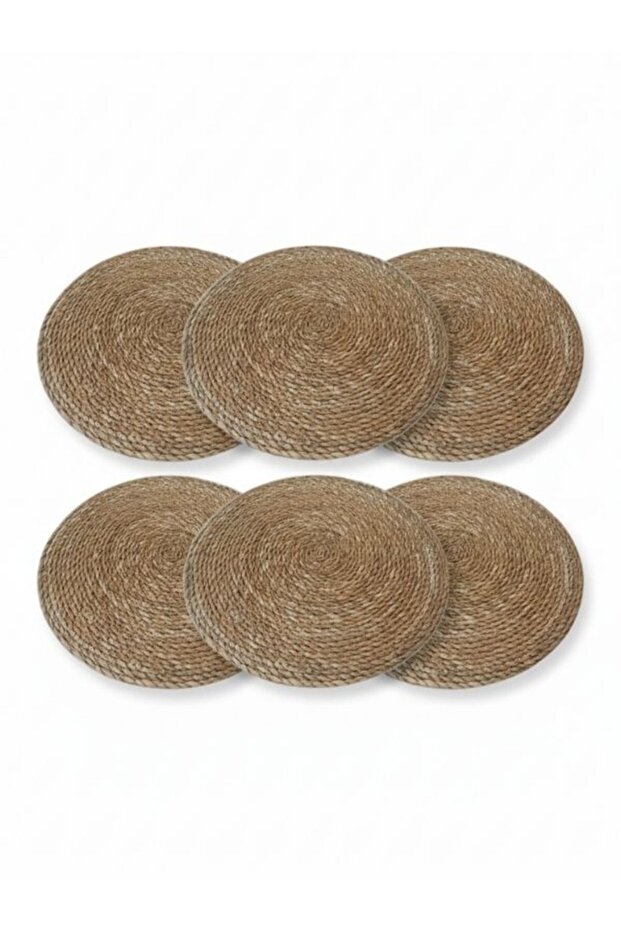 6 Adet Amerikan Hasır Servis Supla Örme Bambu - 8