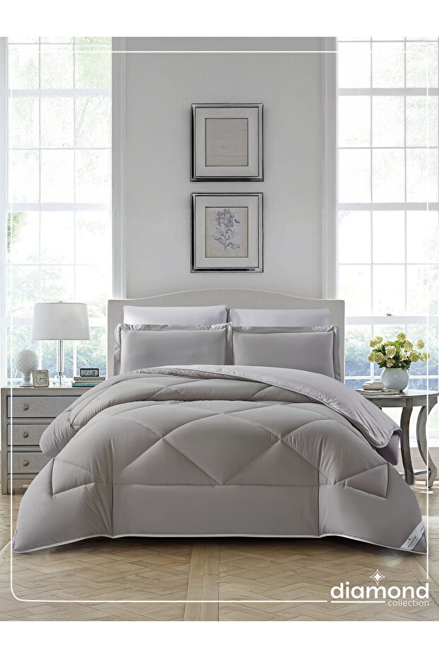 6-piece Comforter Set – King Size 260x240 Cm, Microfiber, Solid Quilted 350 Gsm Filling