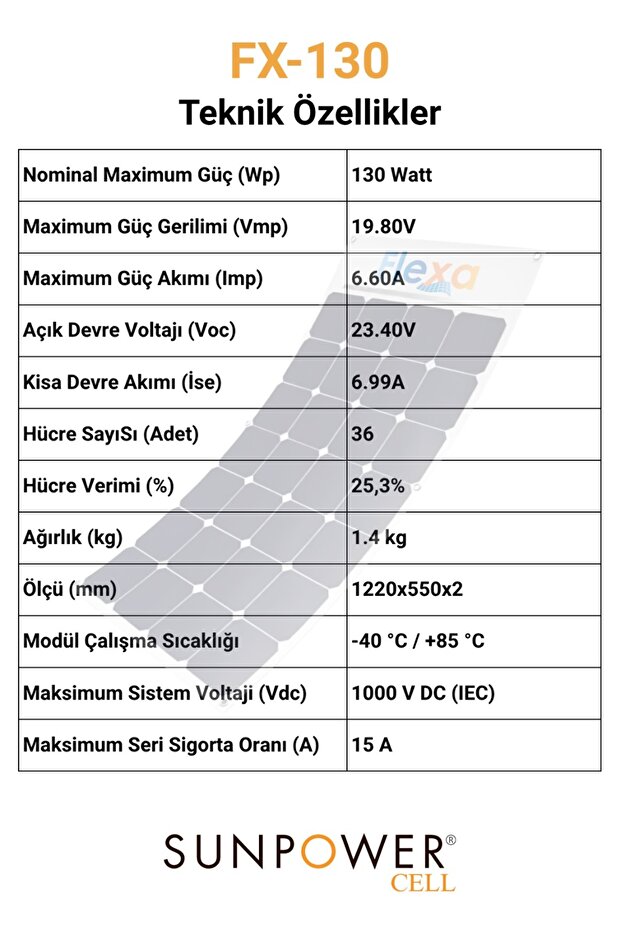 130 Watt Sunpower Cell Esnek Güneş Paneli - 4