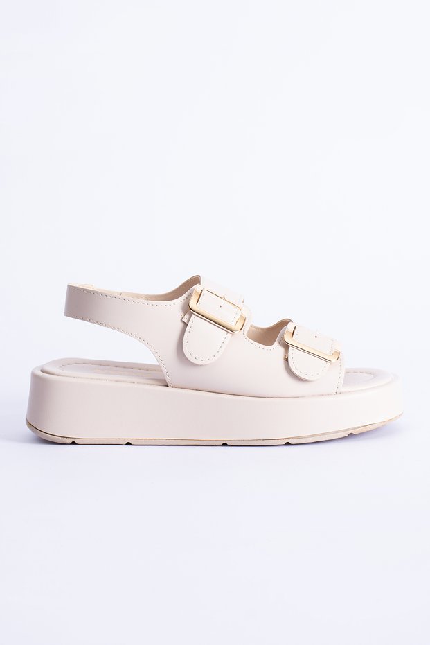 Grace Women's Anatomical Soft Style Flexible Gold Detail Two Band Buckle Comfort Sole Daily Sandals