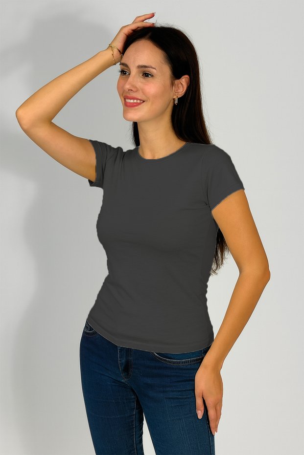 Women's Short Sleeve Crew Neck Body Gray