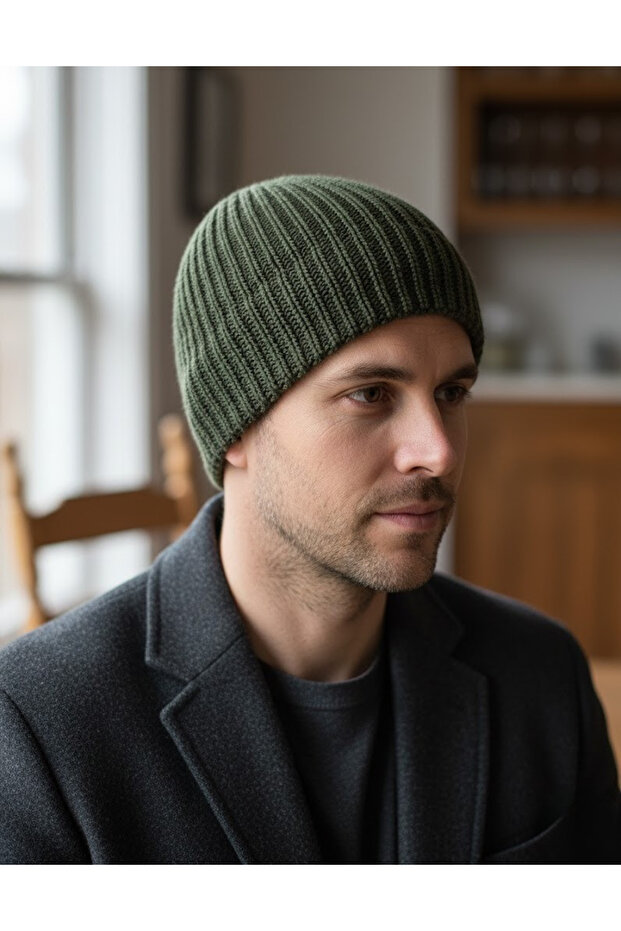 Haki Uzun Kırçıllı Bere - 1