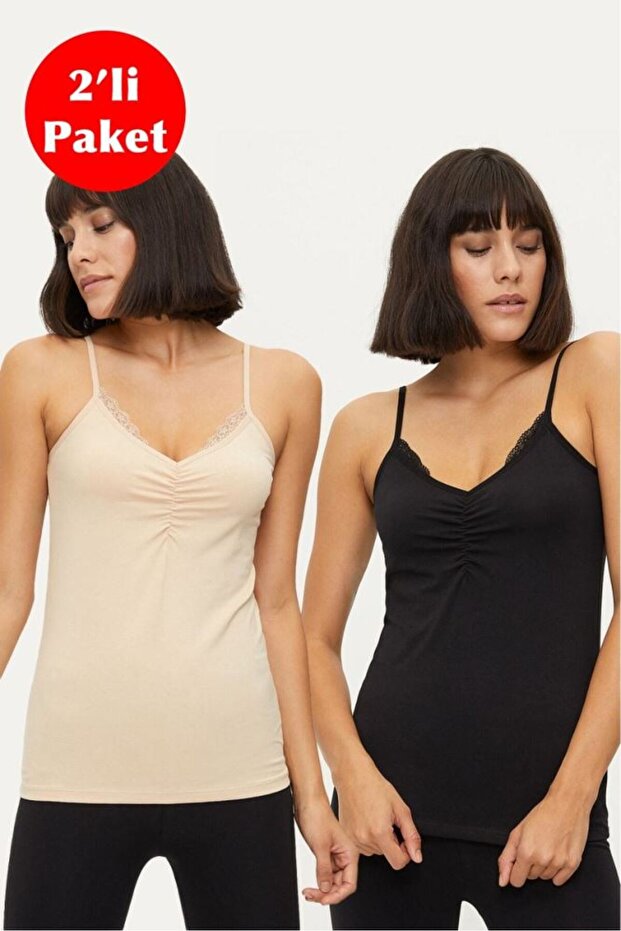 Women's Strappy Lace Athlete 2-Piece Skin Black 1275