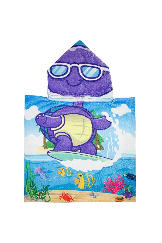 Turtle Patterned Children's Towel Poncho 60X60