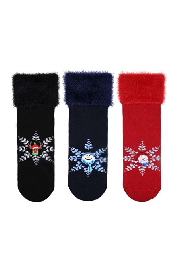 Kar Taneli Havlu Kadın 3lü Çorap - 1