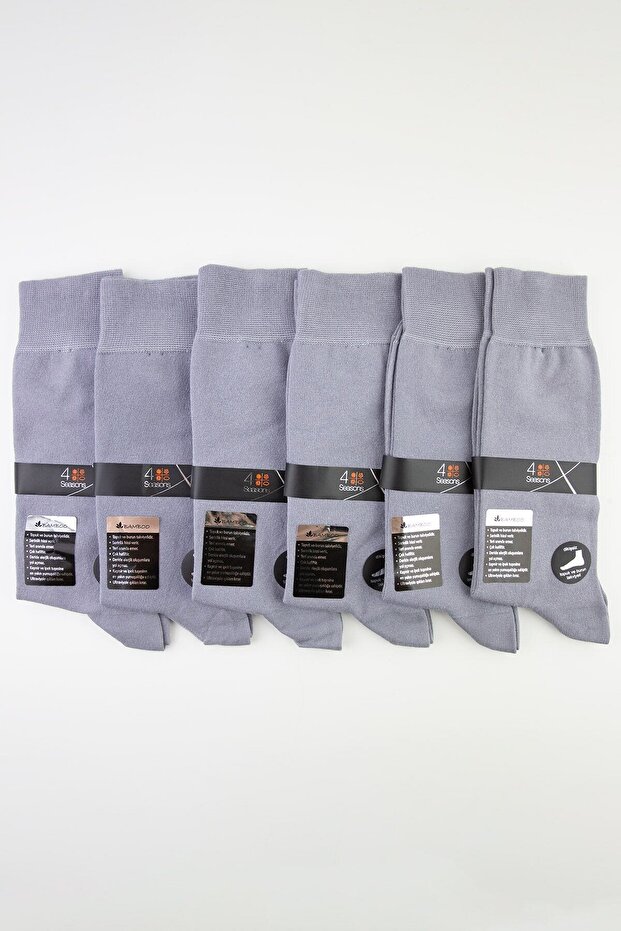 6lı Desensiz Bambu Erkek Çorap - 2