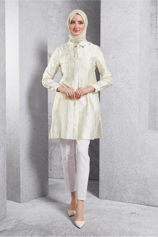 Brooched Jacquard Tunic 44737