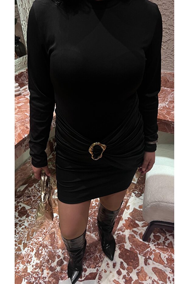 SİYAH DALGIÇ TOKALI ELBİSE - 3