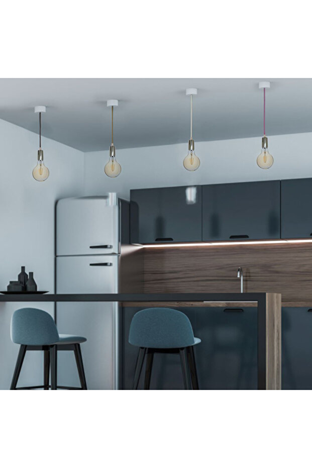 Ceiling pendant E27 socket Chrome/white SKU-3755 - 8