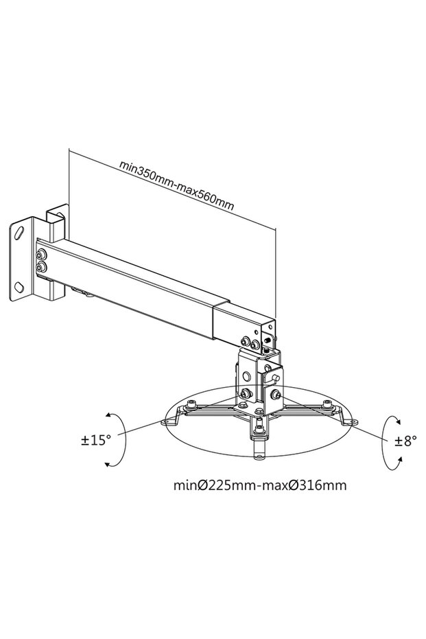 Silver wall/ceiling projector mount UCH0101-1 - 3