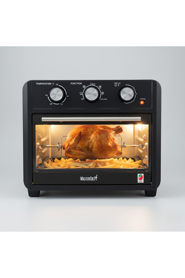 Multi-Functional 7-in-1 Air Fryer (22L, Black) - 3-step Manual Controller, 7 Accessories