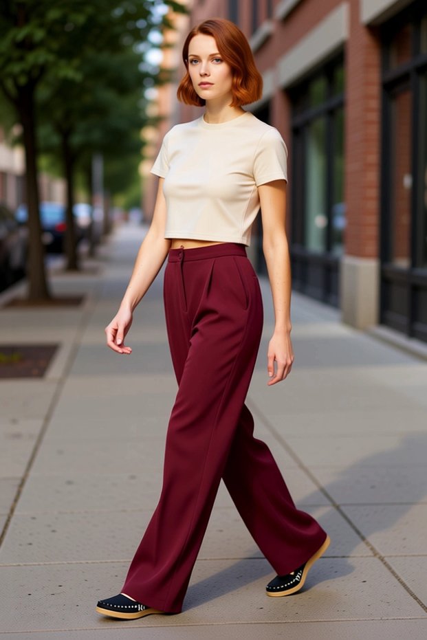Women's Fashion Wide Leg Woven Pants High Waist Regular Length Casual Daily Summer Use