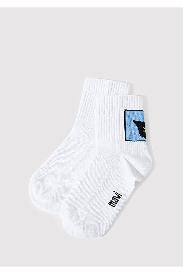 Cat Embroidered White Socks 1912724-70053