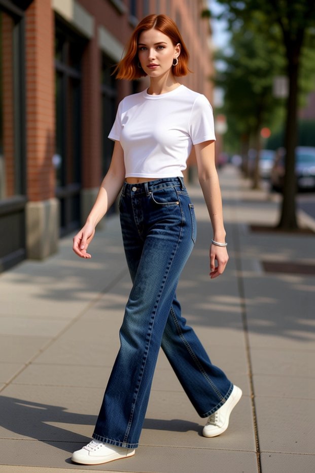 Women's Fashion High Waist Wide Leg Jean Pants Cotton Daily and Stylish Combinations Seasonal Use