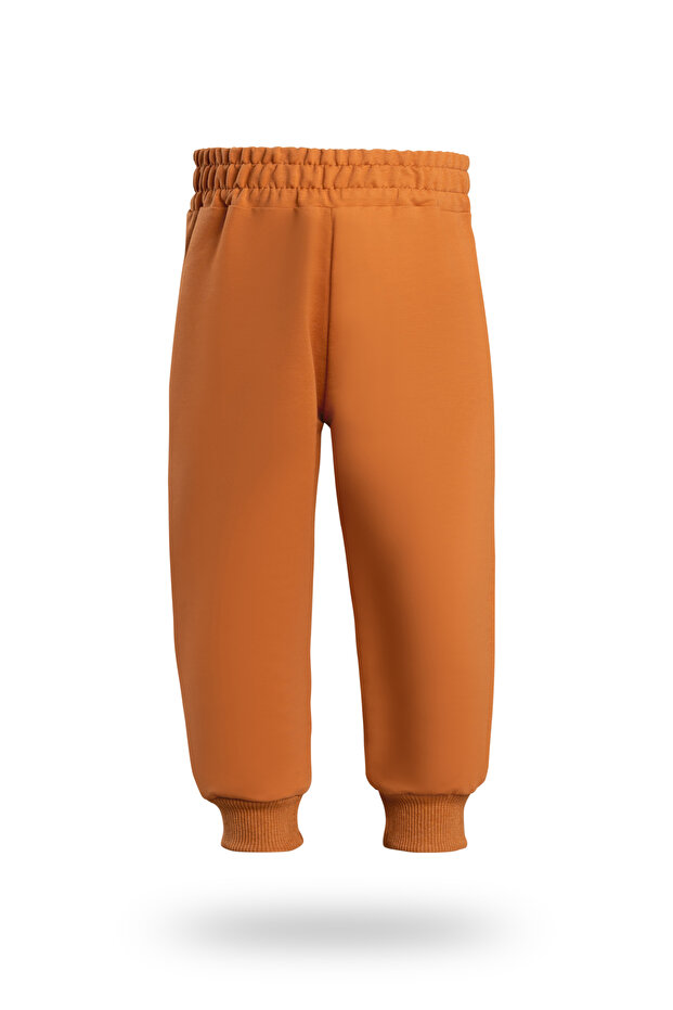 Boys / Girls Jogger Sweatpants Without Pockets, Ribbed Knit Pieces Camel