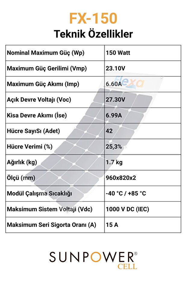 150 Watt Sunpower Cell Esnek Güneş Paneli - 4