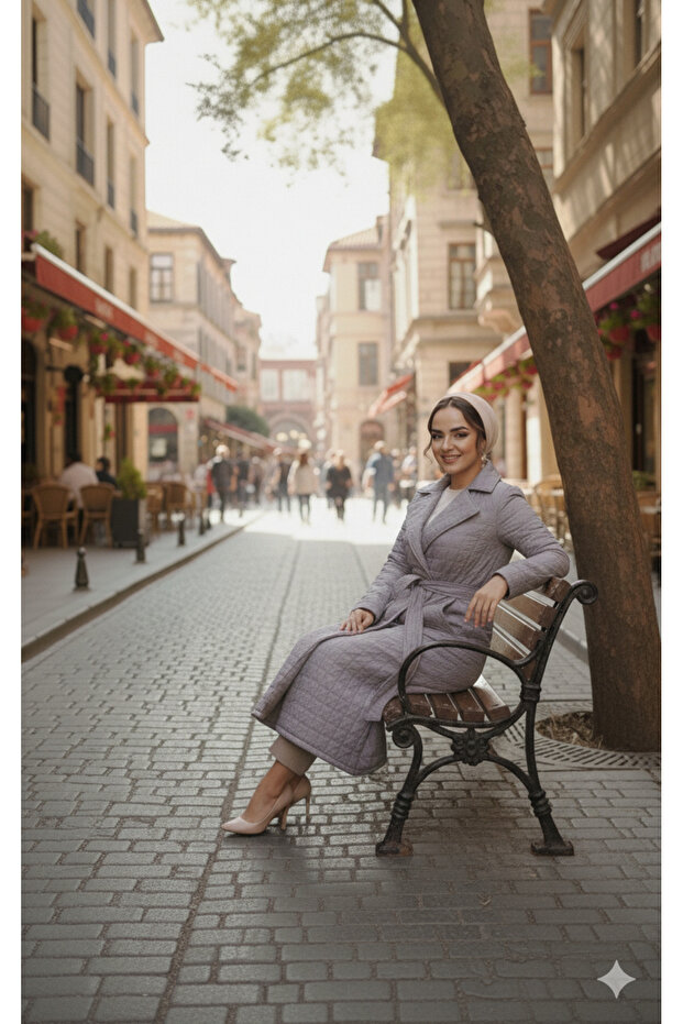 Kapütone Şişme Tesettür Mont - 4