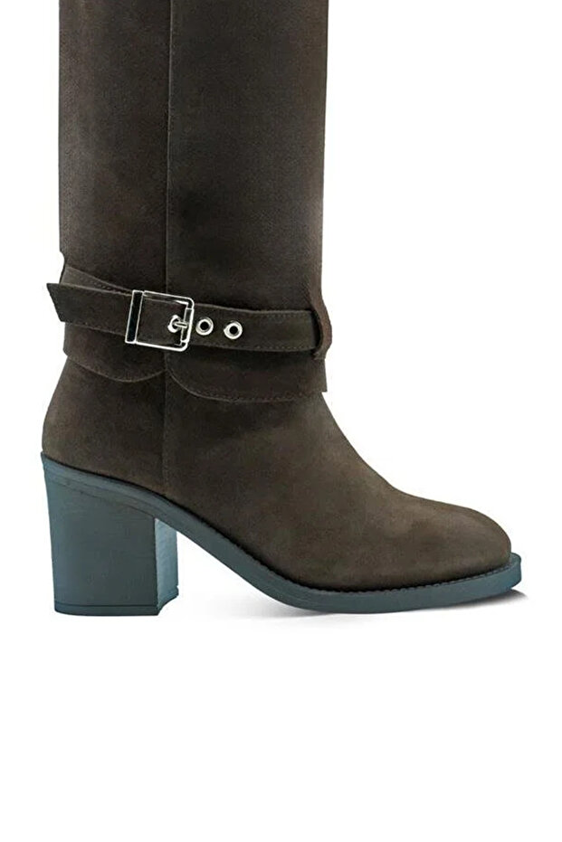 Hakiki Deri Kalın Topuklu Kadın Çizme 059 02 - 5