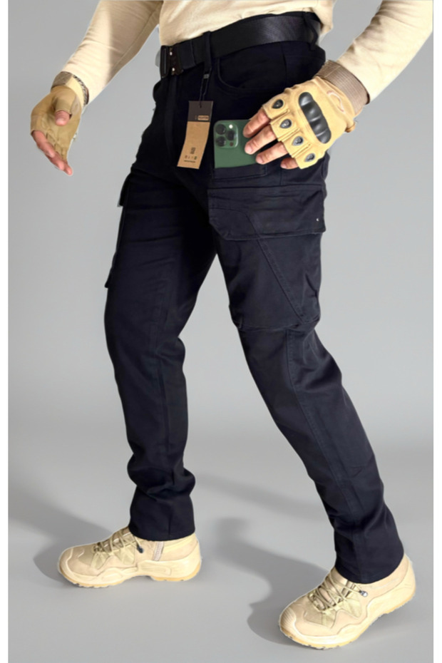 Black 214 Men's Cargo Pants Lycra Fabric Can Be Used in 4 Seasons