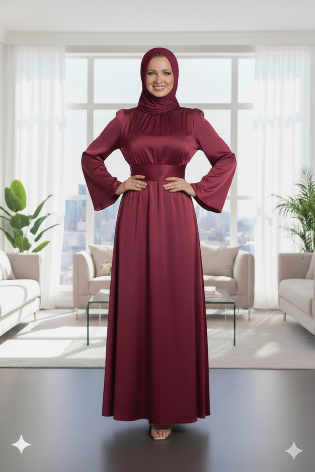 Satin Evening Dress Spanish Sleeve