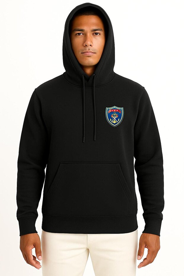 Hooded Turkish Navy Bröve Pocket Design Unisex Sweatshirt