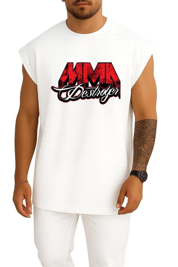 Oversize Mma Destroyer Fighting Sport Tank Top with Chest Design