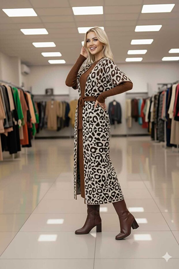 Leopard Pattern Poncho Set - 2