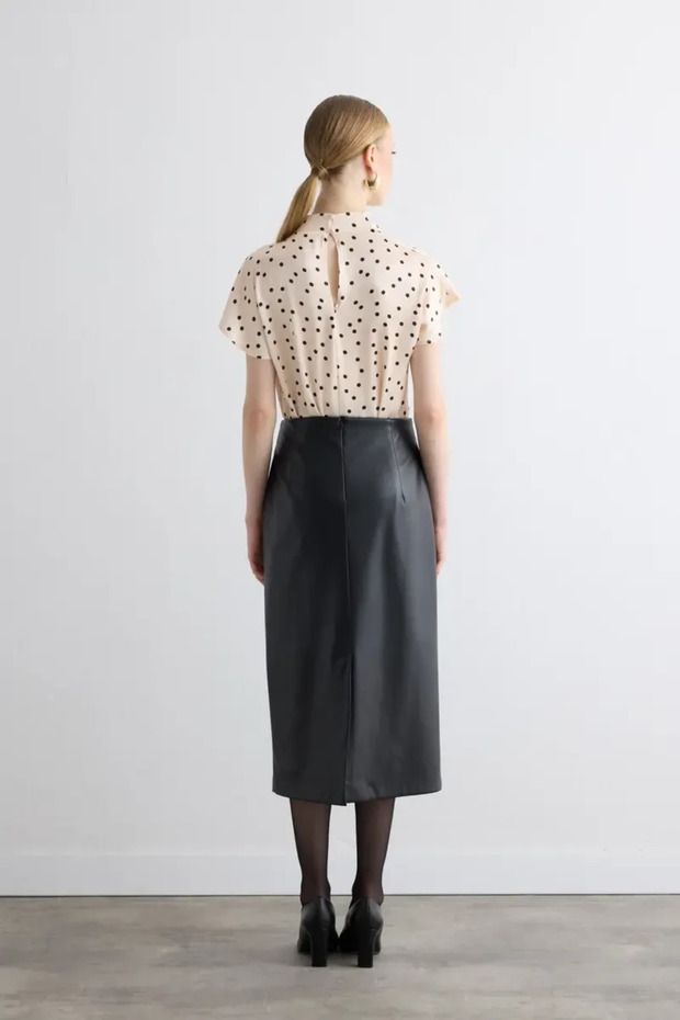 Fusta lungă din piele artificială - neagră - 7