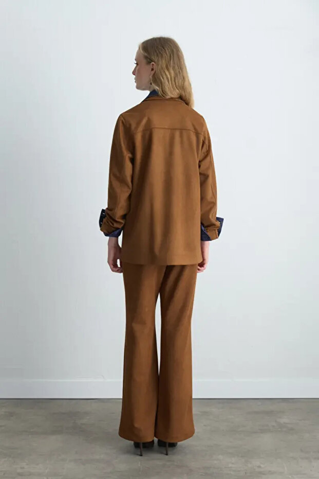 Suni Süet Blazer Ceket - Taba - 7