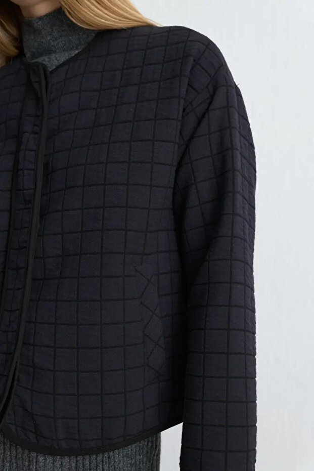 Kapitone Ceket - Lacivert - 5