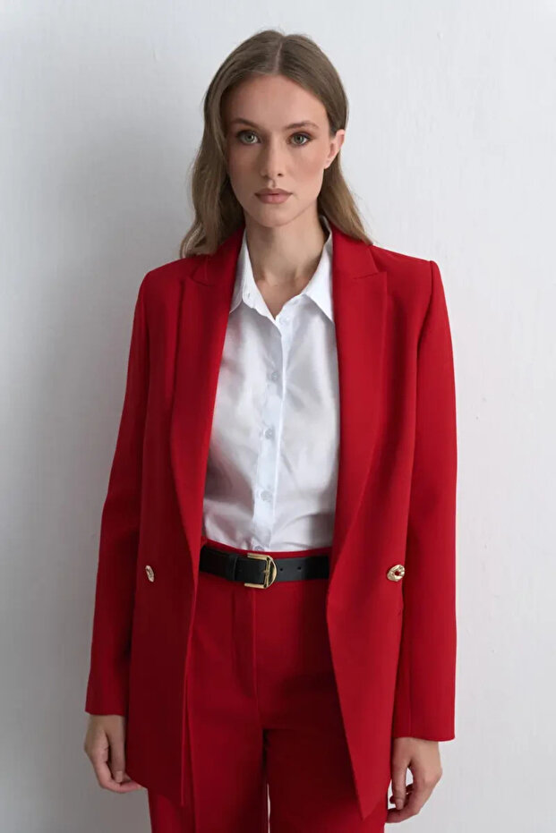 Krep Blazer Jacket - Red - 2