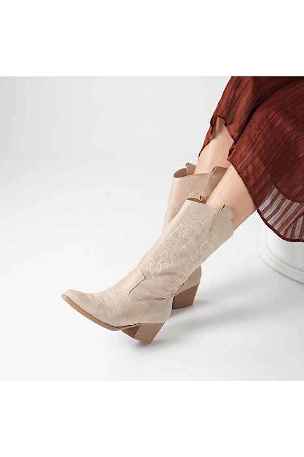 Cowboy Canvas Western Style Pointed Boots