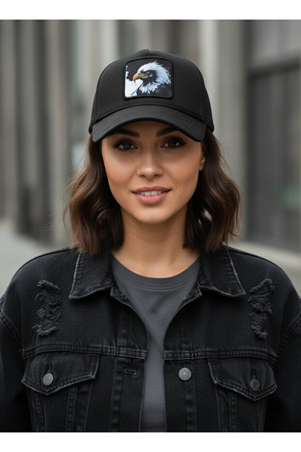 قبعة شبكية مطرزة قابلة للاستبدال من إيجل موديل باللون الأسود - 2