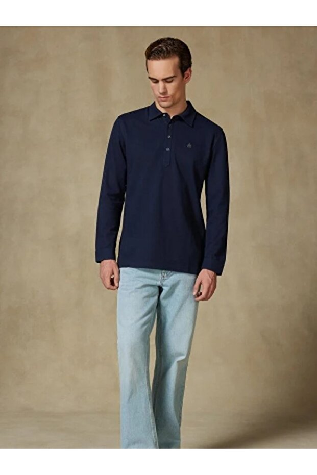 Castle Pike Pamuklu Comfort Fit Lacivert Polo Yaka Erkek Düz Polo Shirt - 6