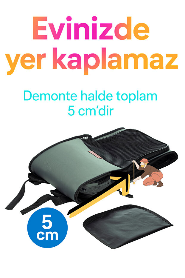 AirMove Premium Kedi Köpek Taşıma Çantası | Silinebilir| Yırtılmaz Fileli | Bükülmez Gövde | Gri - 7