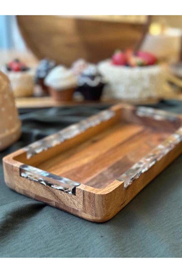 صينية تنظيف مستطيلة من أكاسيا - 3