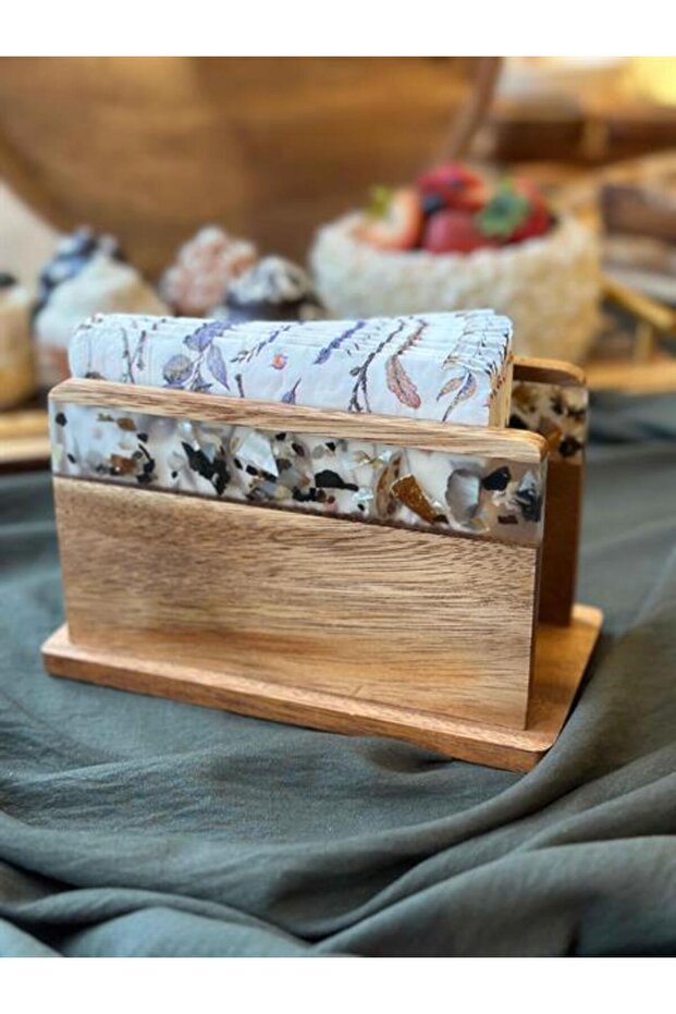 Acacia Pedestal Napkin Holder 19cm
