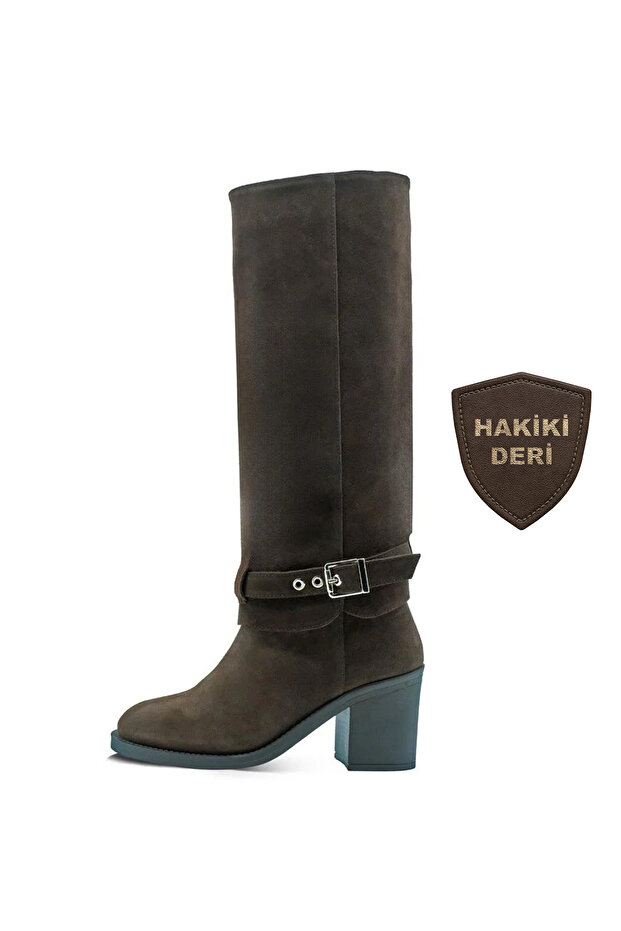 Hakiki Deri Kalın Topuklu Kadın Çizme 059 02 - 7