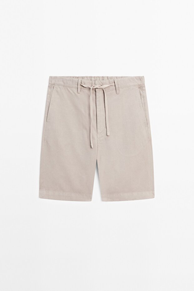 Pamuklu keten yarı jogger bermuda şort - 5